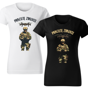 Koszulka z Nadrukiem Pracuje Zdalnie Damska