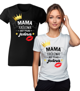 Koszulka z Nadrukiem Królowa Mama Damska