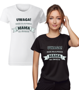 Koszulka z Nadrukiem Uwaga Mama Idzie