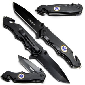 Nóż Składany N605 Kandar Ratowniczy Tanto Czarny