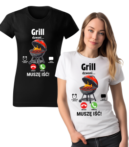 Koszulka z Nadrukiem Grill Dzwoni Damska