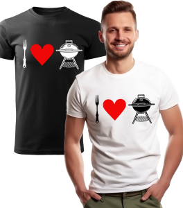 Koszulka z Nadrukiem I Love Grill Męska