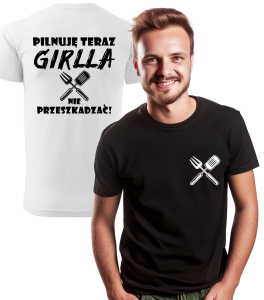 Koszulka z Nadrukiem Pilnuje Teraz Grilla Męska