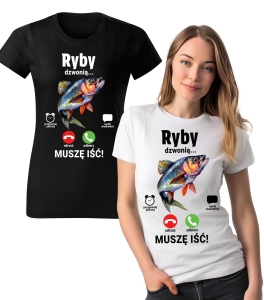 Koszulka z Nadrukiem Ryby Dzwonią Damska