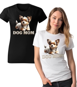 Koszulka z Nadrukiem Dog Mom Damska