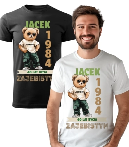 Koszulka z Nadrukiem Miś Urodzinowy Męska