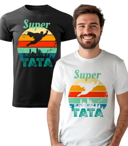 Koszulka z Nadrukiem Super Tata Męska