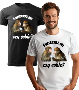 Koszulka z Nadrukiem Świecisz Mi Czy Sobie Męska