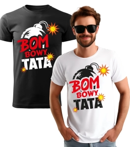 Koszulka z Nadrukiem Bombowy Tata Męska