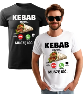 Koszulka z Nadrukiem Kebab Dzwoni Męska