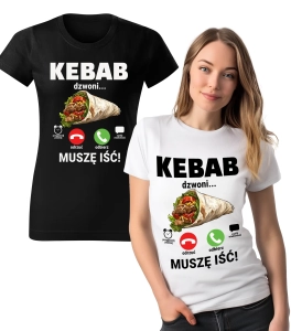 Koszulka z Nadrukiem Kebab Dzwoni Damska