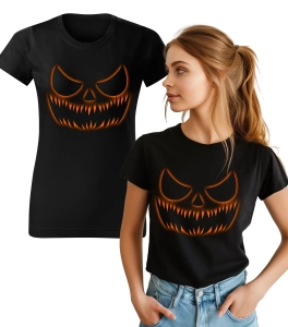 Koszulka z Nadrukiem Scary Pumpkin Damska