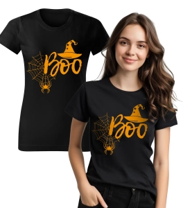 Koszulka z Nadrukiem Halloween Boo Damska