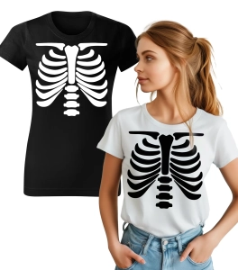 Koszulka z Nadrukiem Halloween Żebra Damska