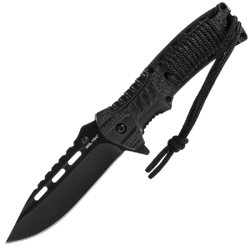 Nóż Składany z Krzesiwem Mil-Tec Paracord Czarny 1.jpg