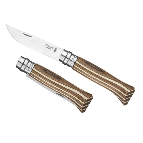 Nóż Opinel Inox nr 08 Brown Laminated Birch 1.jpg
