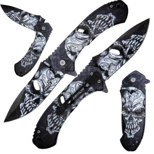Nóż Składany N616 Kandar Mexican Skull BlackWhite