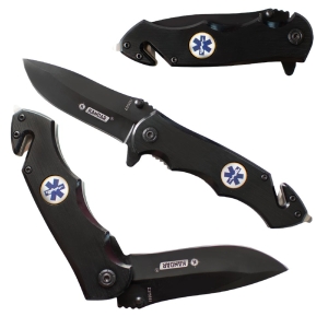 Nóż Składany N47 Kandar Ratowniczy Czarny