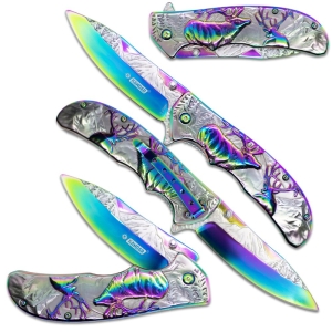 Nóż Składany N440 Silver Rainbow Deer Ornament