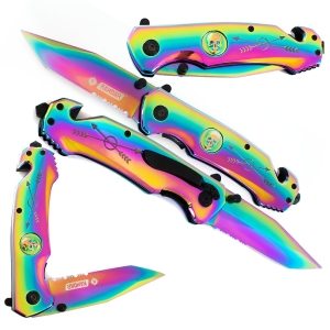 Nóż Składany N21 Kandar Tanto Piła Rainbow Fade