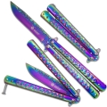 Nóż Motylkowy N436 Silver Skulls Rainbow 1.jpg
