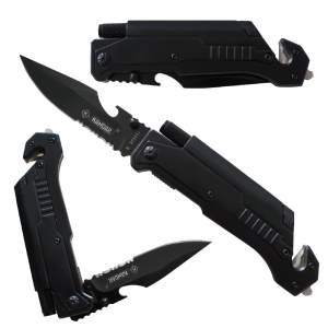 Nóż z piłą do cięcia lin Kandar JM-K16 Czarny 