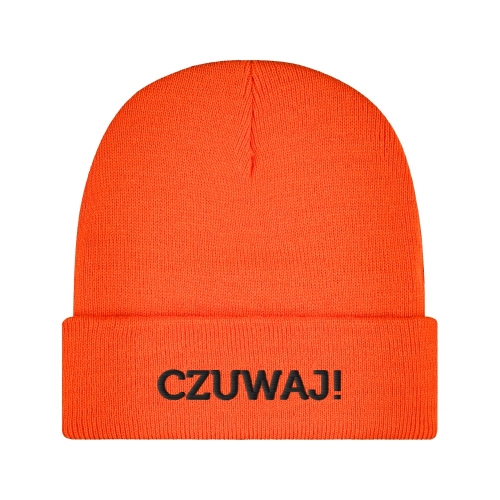 Czapka Zimowa Morowo z Haftem Czuwaj Pomarańczowa