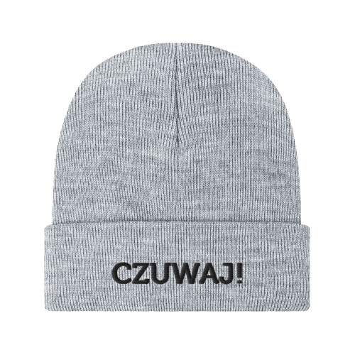 Czapka Zimowa Morowo z Haftem Czuwaj Jasnoszara