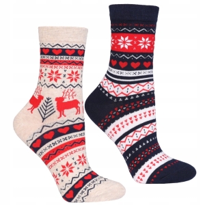 Skarpety Świąteczna Moraj 2 Pary Wzory Białe Grant