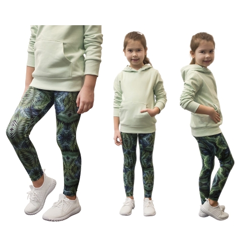 Legginsy Getry Dziecięce Dżungla Liście 1.jpg