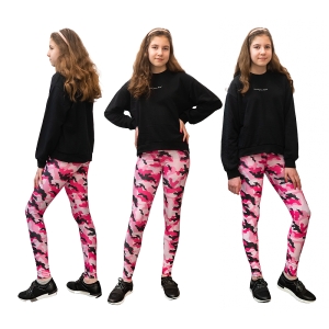 Legginsy Getry Dziecięce Pink Camo