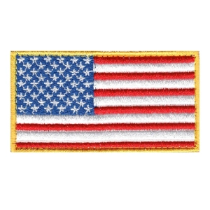 Plakietka Flaga USA Ramka Żółta Rzep